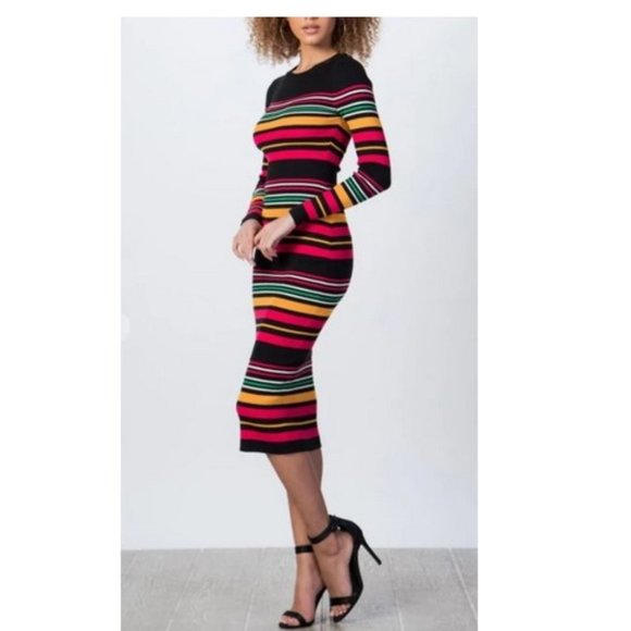 A. Calin by Flying Tomato Knit Sweater Midi Dress - Picture 2 of 4